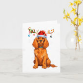 Christmas Light Reindeer Santa Hat Er Spaniel Xmas Kaart (Gele Bloem)