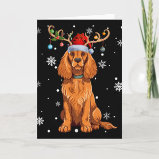 Christmas Light Reindeer Santa Hat Er Spaniel Xmas Kaart