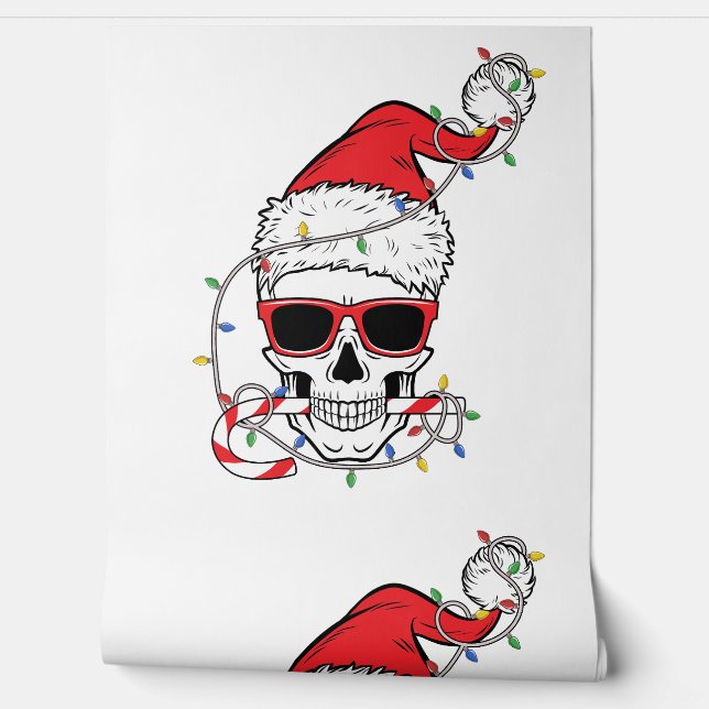 Christmas-Light-Skeleton-Skull Behang (Afrollen)
