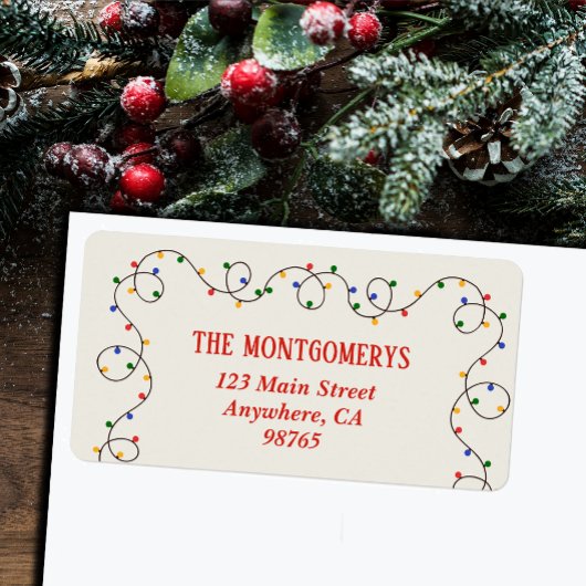 Christmas Light Strand Return Address Etiket