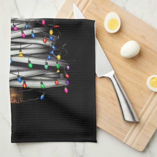 Christmas Light Tree Holiday Theedoek (Quarter Fold)