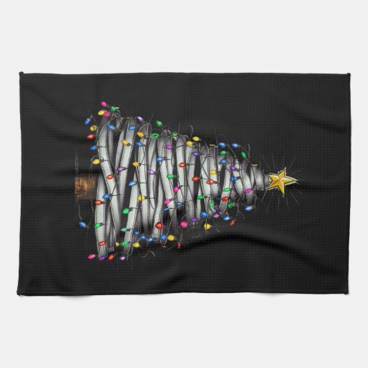 Christmas Light Tree Holiday Theedoek (Horizontaal)