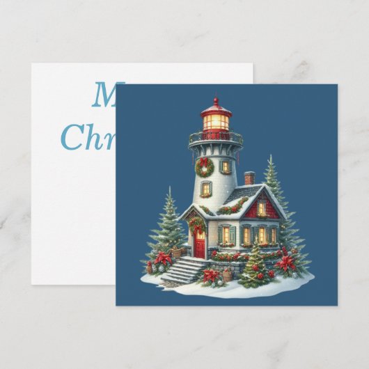 Christmas Lighthouse Christmas Wenskaart (Voorkant / Achterkant)