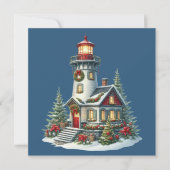 Christmas Lighthouse Christmas Wenskaart (Voorkant)