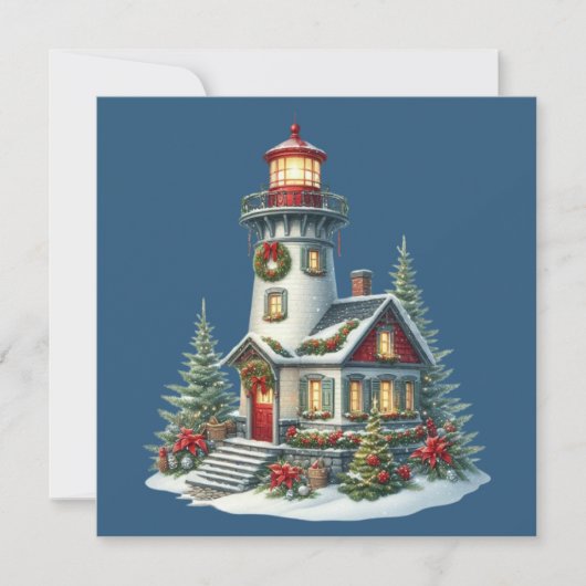 Christmas Lighthouse Christmas Wenskaart (Voorkant)
