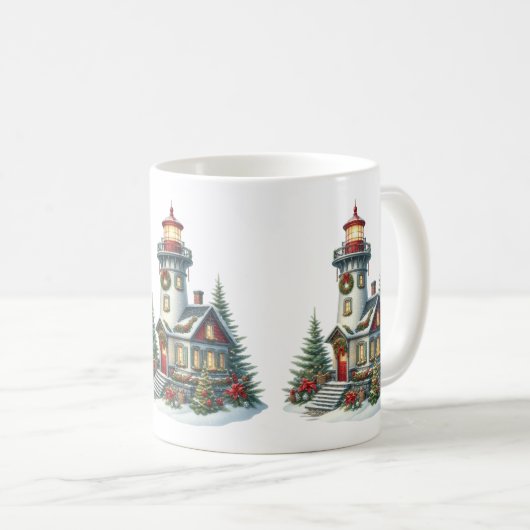Christmas Lighthouse Coffee Mok (Voorkant rechts)