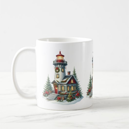 Christmas Lighthouse Coffee Mok (Links)