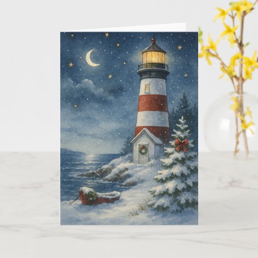 Christmas Lighthouse Kaart (Gele Bloem)