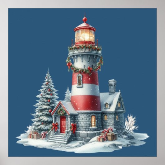 Christmas Lighthouse Poster (Voorkant)