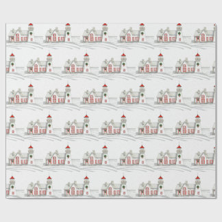 CHRISTMAS LIGHTHOUSE WRAPPING PAPER CADEAUPAPIER