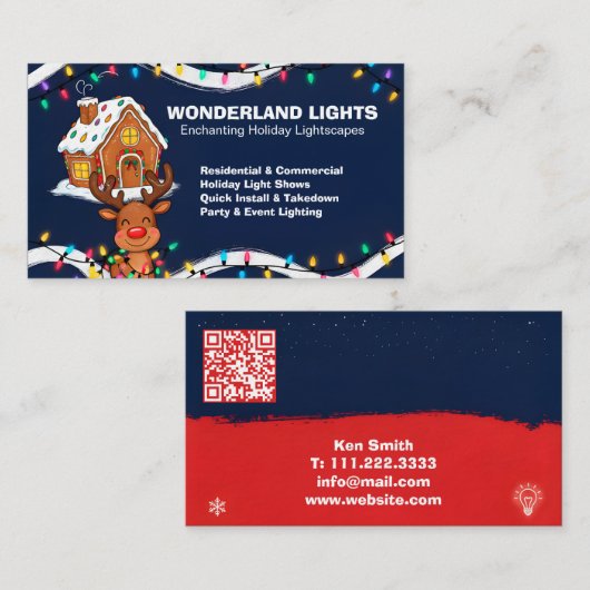🎅🏼Christmas Lighting QR Vcard Visitekaartje (Voorkant / Achterkant)