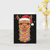 Christmas Lights Alpaca Santa Hat Llama Cute Xmas  Kaart (Gele Bloem)