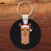 Christmas Lights Alpaca Santa Hat Llama Cute Xmas  Sleutelhanger (Voorkant)