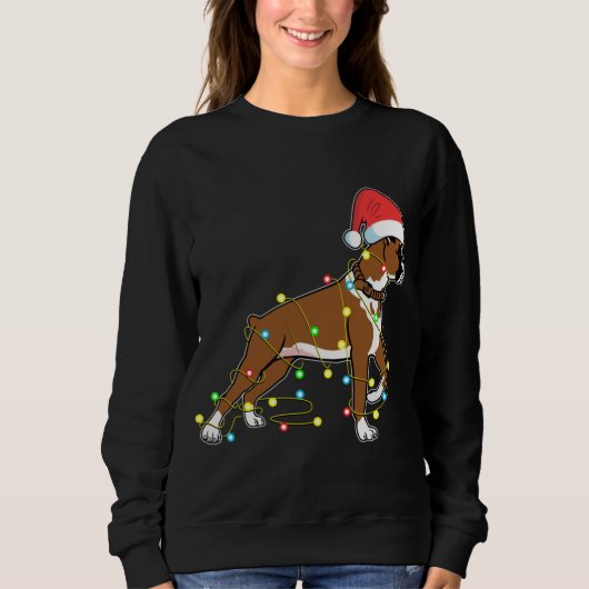 Christmas Lights Boxer Dog Lover Funny Gift Trui (Voorkant)