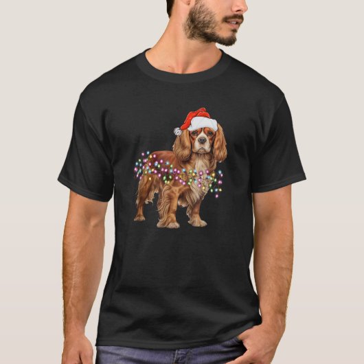 Christmas Lights Cavalier King Charles Spaniel dog T-shirt (Voorkant)