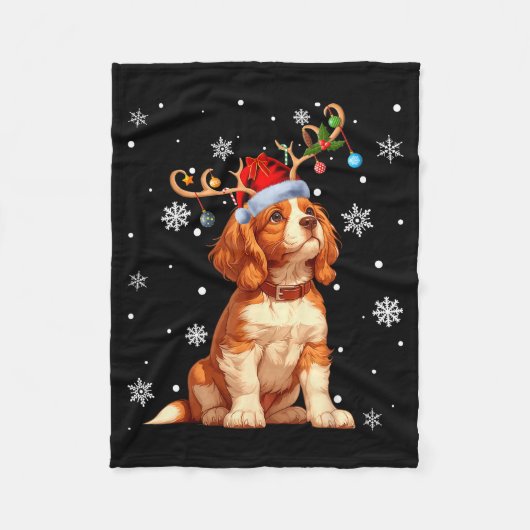 Christmas Lights Cavalier King Charles Spaniel Xma Fleece Deken (Voorkant)