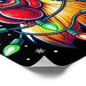 Christmas Lights Chicken Santa Hat Funny Xmas Tree Poster (Hoek)