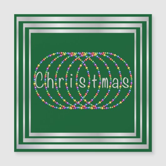 Christmas Lights Design op groen met zilver (Voorkant)