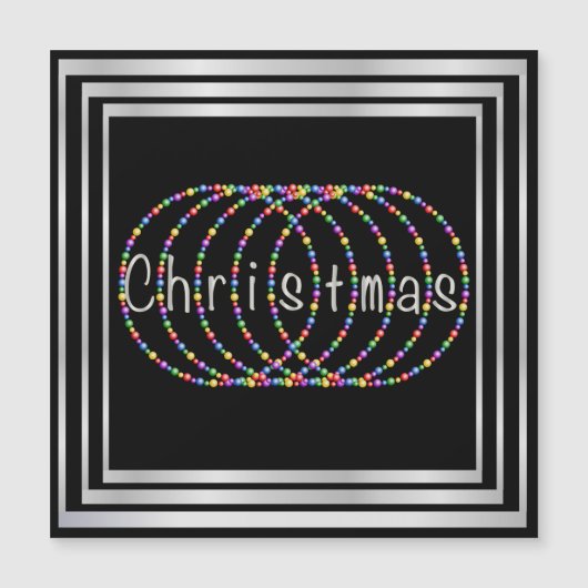 Christmas Lights Design op zwart met zilver (Voorkant)
