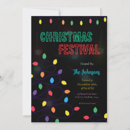 Christmas Lights Festival Invitation Kaart