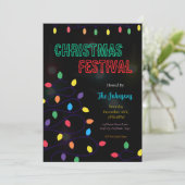 Christmas Lights Festival Invitation Kaart (Staand voorkant)