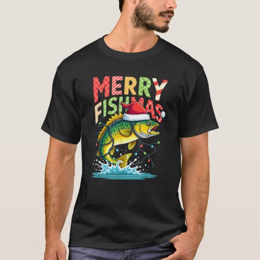 Christmas Lights Fisherman Fishing Merry Fishmas T-shirt (Voorkant)