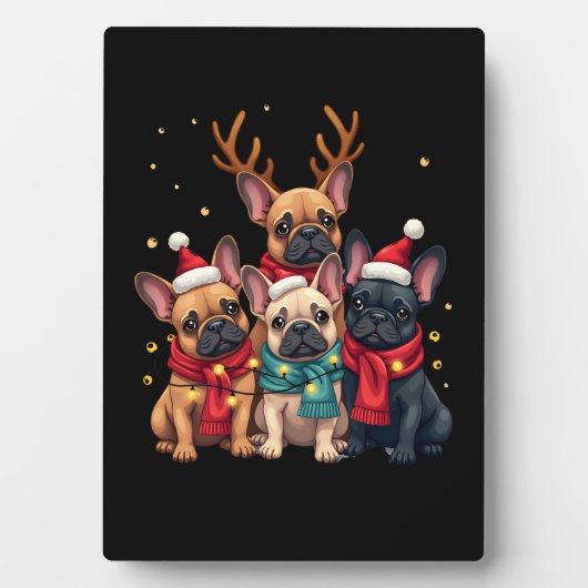 Christmas Lights French Bulldogs Xmas Frenchie Dog Fotoplaat (voorkant)