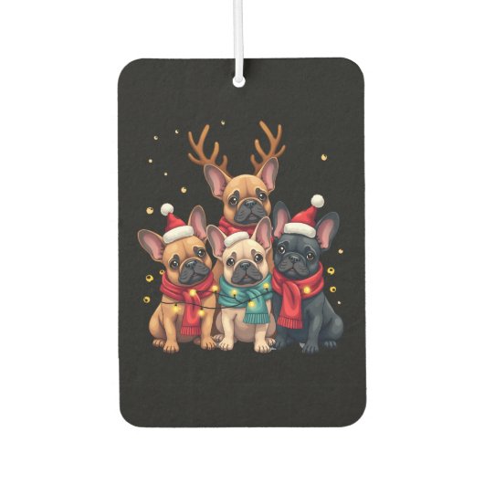 Christmas Lights French Bulldogs Xmas Frenchie Dog Luchtverfrisser (Voorkant)