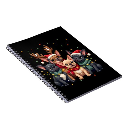 Christmas Lights French Bulldogs Xmas Frenchie Dog Notitieboek (Rechterzijde)