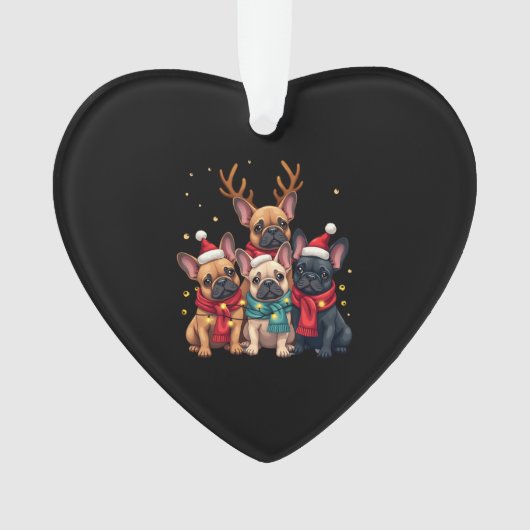 Christmas Lights French Bulldogs Xmas Frenchie Dog Ornament (voorkant)