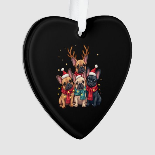 Christmas Lights French Bulldogs Xmas Frenchie Dog Ornament (voorkant)
