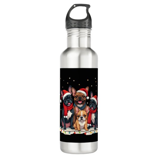 Christmas Lights French Bulldogs Xmas Frenchie Dog Waterfles (Voorkant)