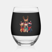 Christmas Lights French Bulldogs Xmas Frenchie Dog Wijnglas Zonder Voet (Voorkant)