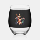 Christmas Lights French Bulldogs Xmas Frenchie Dog Wijnglas Zonder Voet (Voorkant)