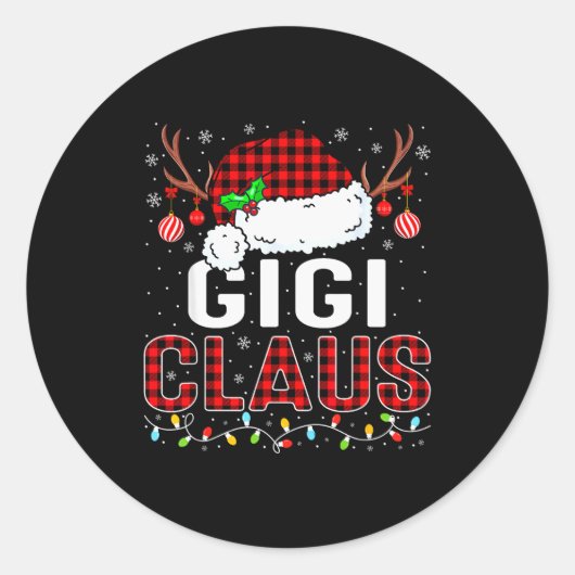 Christmas Lights Gigi Claus Family Matching Xmas P Ronde Sticker (Voorkant)