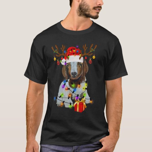 Christmas Lights Goat Celebrates Xmas Party For Go T-shirt (Voorkant)