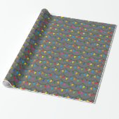 Christmas Lights GRAY GIFT WRAP Cadeaupapier (Uitgerold)