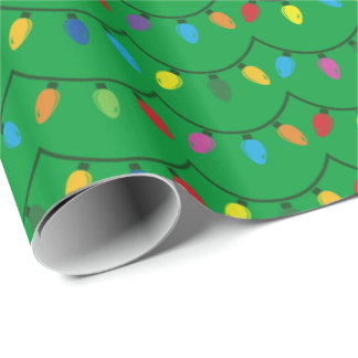 Christmas Lights GREEN GIFT WRAP Cadeaupapier