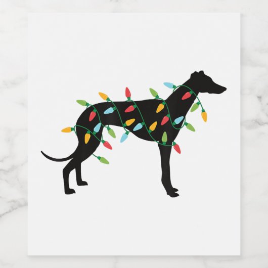 Christmas Lights Greyhound Cute Gifts Dog Lovers Wijn Etiket (Enkel label)
