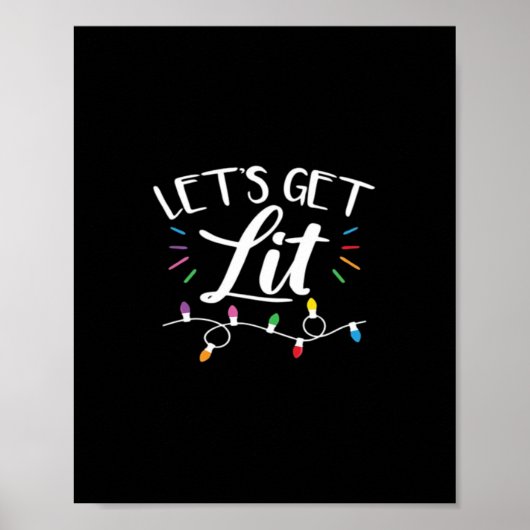 Christmas Lights Humor Let's Get Lit Essential Poster (Voorkant)