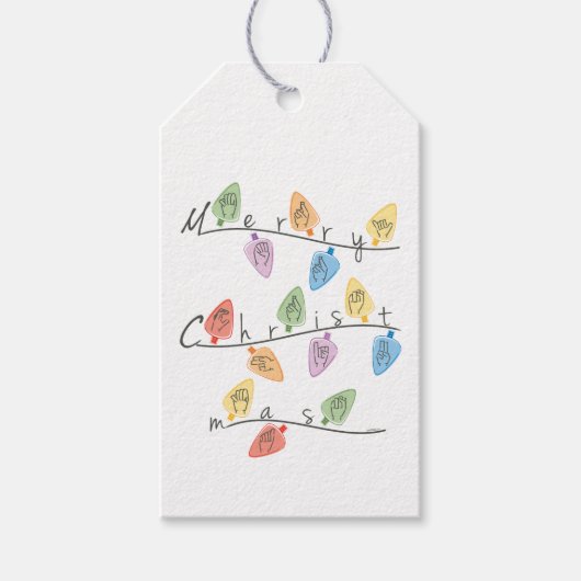 Christmas Lights in Sign Language Cadeaulabel (Voorkant)