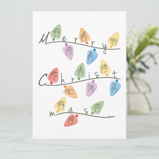 Christmas Lights in Sign Language Feestdagenkaart (Staand voorkant)