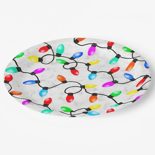 Christmas Lights In The Snow Papieren Bordje (Gekanteld)