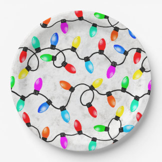 Christmas Lights In The Snow Papieren Bordje