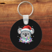 Christmas Lights Koala Santa Hat Cute Xmas Pajamas Sleutelhanger (Voorkant)