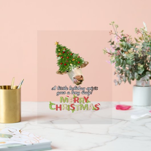 Christmas Lights Koe Lovers Classic T-shirt Acryl Bord (Huwelijk)