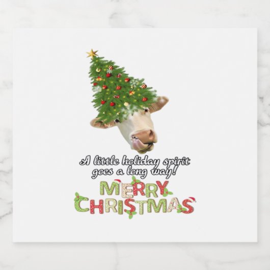 Christmas Lights Koe Lovers Classic T-shirt Sparkling Wijnetiket (Enkel label)