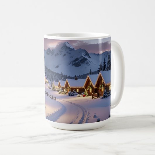 Christmas lights landscape with snow koffiemok (Voorkant rechts)