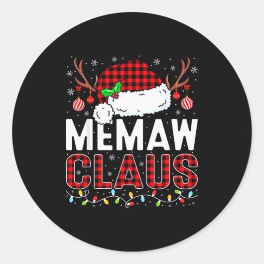 Christmas Lights Memaw Claus Family Matching Xmas Ronde Sticker (Voorkant)