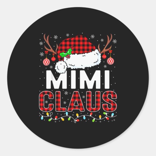 Christmas Lights Mimi Claus Family Matching Xmas P Ronde Sticker (Voorkant)